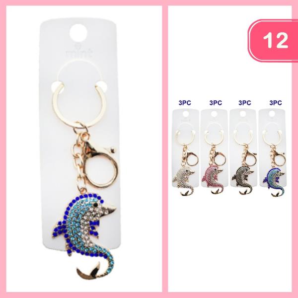 RHINESTONE DELPHINE KEYCHAIN (12 UNITS)