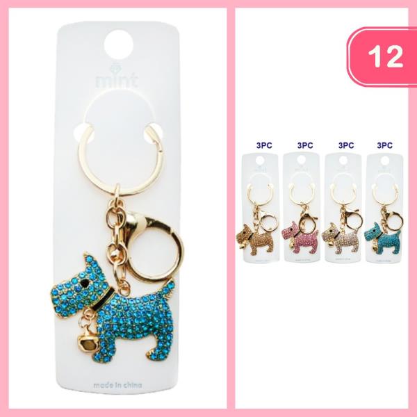 RHINESTONE DOG KEYCHAIN (12 UNITS)