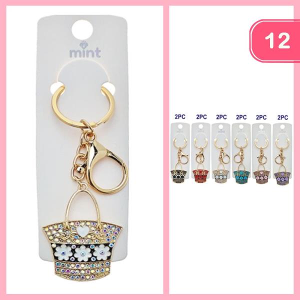 RHINESTONE FLOWER KEYCHAIN (12 UNITS)