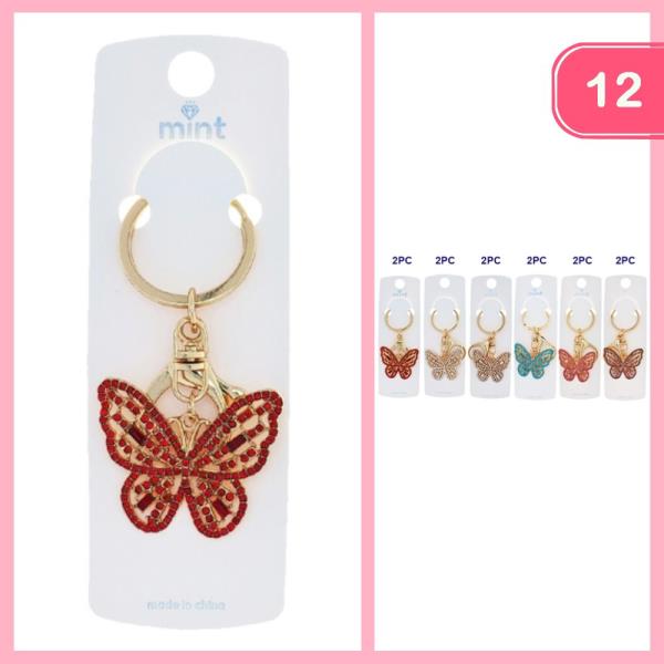 RHINESTONE BUTTERFLY KEYCHAIN (12 UNITS)
