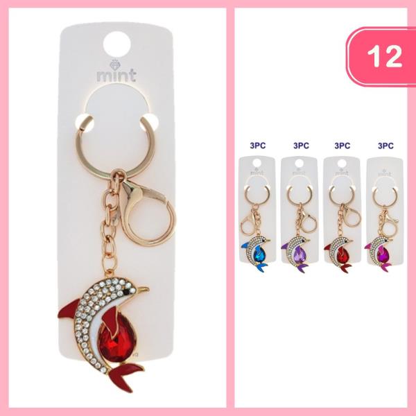 RHINESTONE DOLPHIN KEYCHAIN (12 UNITS)