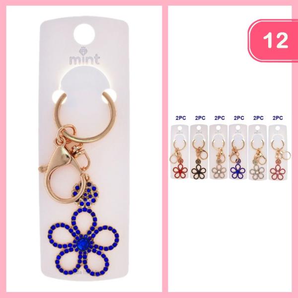RHINESTONE FLOWER KEYCHAIN (12 UNITS)