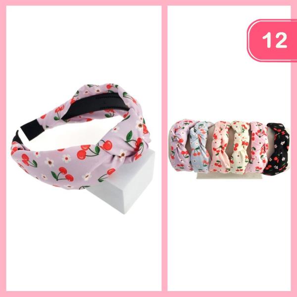CHERRY KNOTTED HEADBAND (12 UNITS)