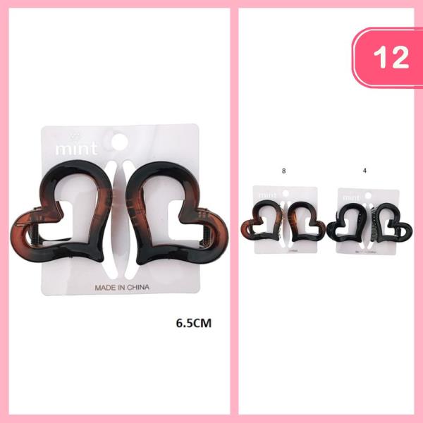 HEART HAIR CLAW CLIP (12 UNITS)