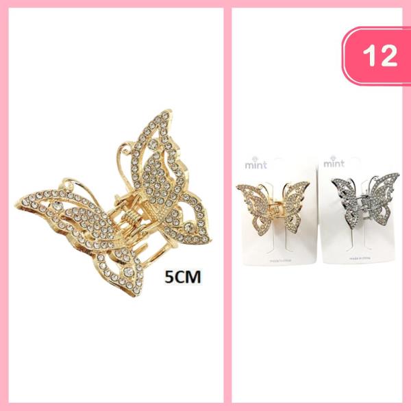 RHINESTONE BUTTERFLY HAIR CLIP (12 UNITS)