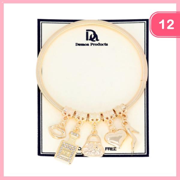 LIPS BAG PERFUME HEART AND HEEL CHARM BRACELET (12 UNITS)