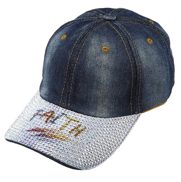FAITH THEMED RHINESTONE DENIM BASEBALL CAP HAT