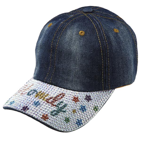 HOWDY STARS THEMED RHINESTONE DENIM BASEBALL CAP HAT