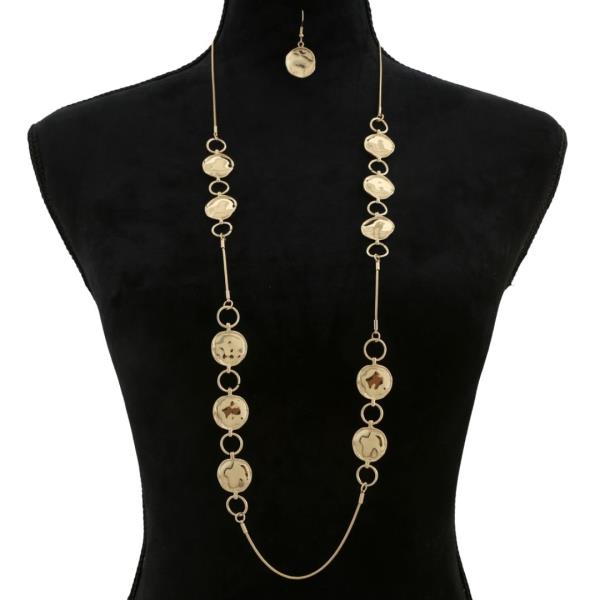ROUND STATION LONG NECKLACE EARRING SET