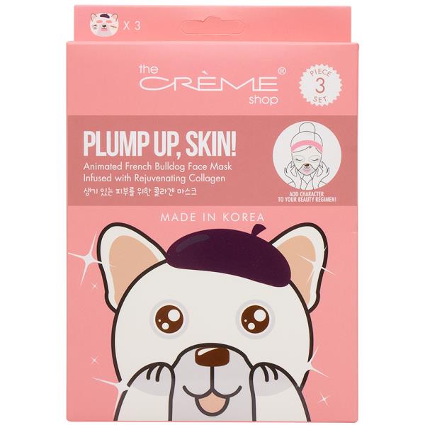 THE CREME SHOP PLUMP UP SKIN ANIMATED FRENCH BULLDOG FACE MASK SET OF 3
