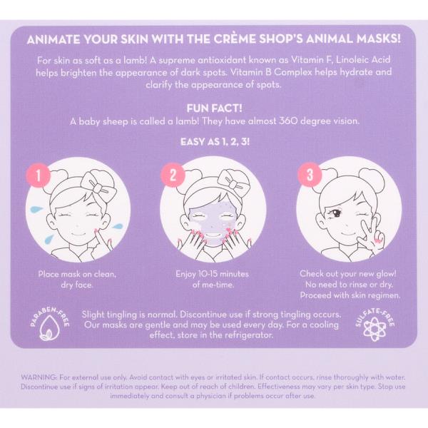 THE CREME SHOP BE SOFT SKIN ANIMATED LAMB FACE MASK SET OF 3