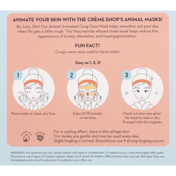 THE CREME SHOP BE JUICY SKIN ANIMATED CORGI FACE MASK SET OF 3