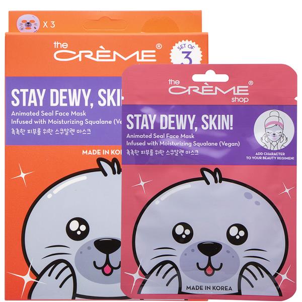 THE CREME SHOP STAY DEWY ANIMATED SEAL FACE MASK SET OF 3