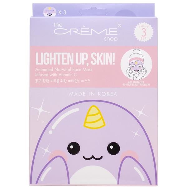 THE CREME SHOP LIGHTEN UP SKIN ANIMATED NARWHAL FACE MASK SET OF 3