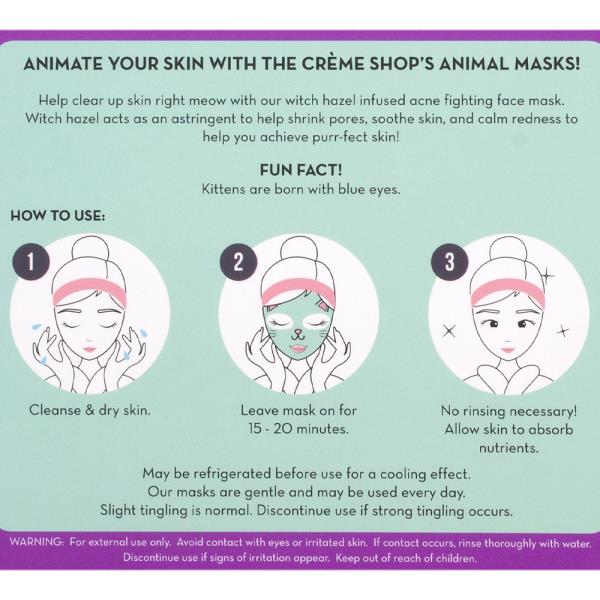 THE CREME SHOP BE CLEAR SKIN ANIMATED KITTEN FACE MASK SET OF 3