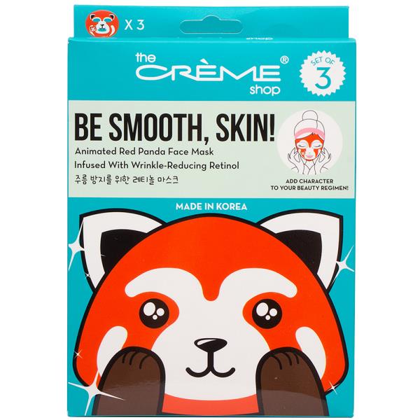 THE CREME SHOP BE SMOOTH SKIN ANIMATED RED PANDA FACE MASK SET OF 3
