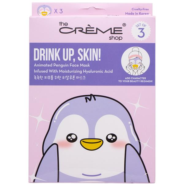 THE CREME SHOP DRINK UP SKIN ANIMATED PENGUIN FACE MASK SET OF 3