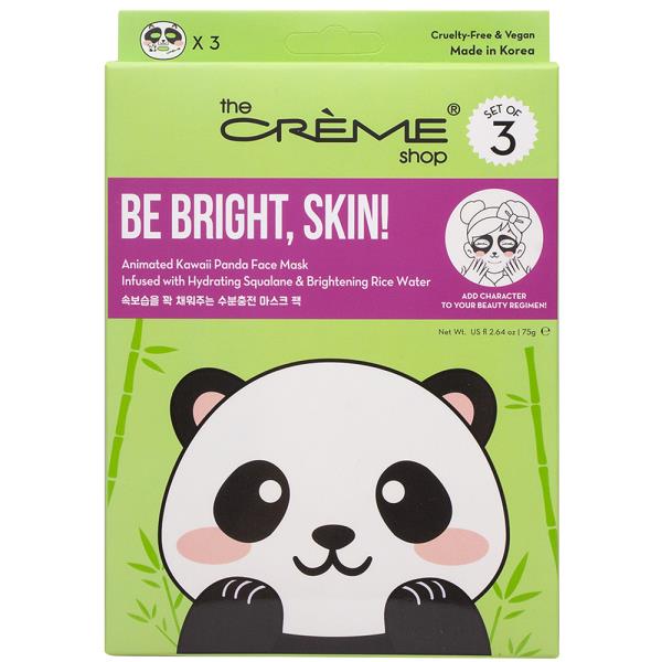 THE CREME SHOP BE BRIGHT SKIN ANIMATED KAWAII PANDA FACE MASK SET OF 3