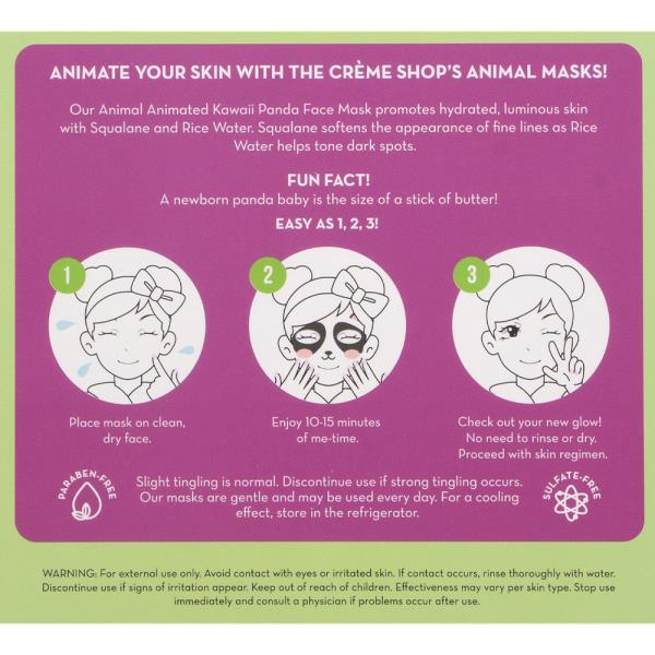 THE CREME SHOP BE BRIGHT SKIN ANIMATED KAWAII PANDA FACE MASK SET OF 3