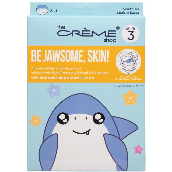 THE CREME SHOP BE JAWSOME SKIN ANIMATED BABY SHARK FACE MASK SET OF 3