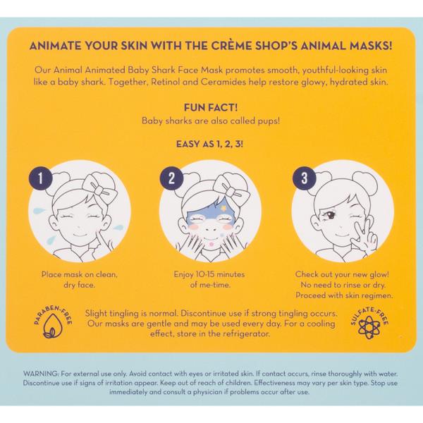 THE CREME SHOP BE JAWSOME SKIN ANIMATED BABY SHARK FACE MASK SET OF 3
