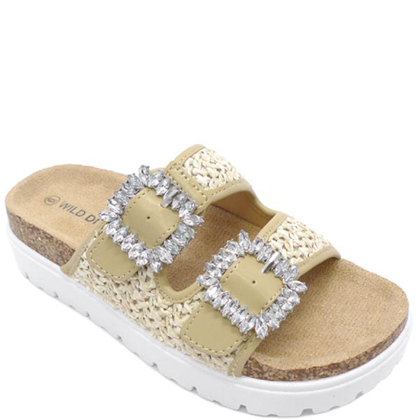 DOUBLE BUCKLE FOOTBED SANDAL 18 PAIRS