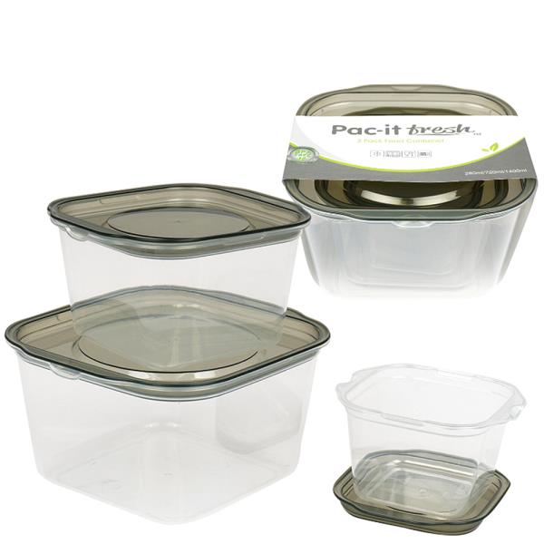 3PC PAC IT FRESH SQUARE FOOD CONTAINER