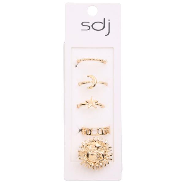 SDJ SUN MOON ASSORTED METAL RING SET