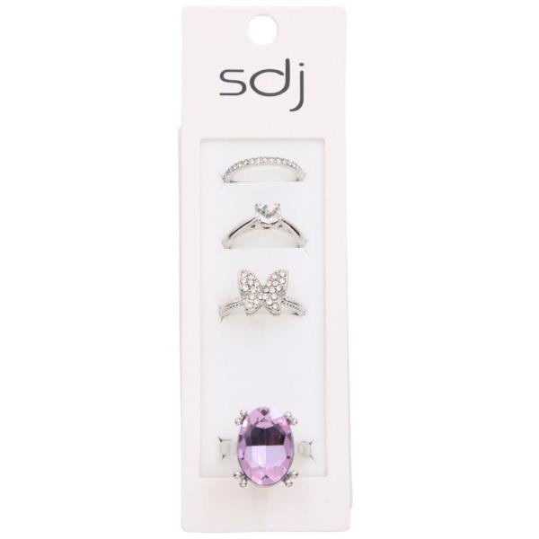 SDJ OVAL CRYSTAL ASSORTED RING SET