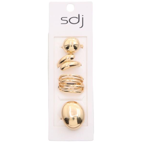 SDJ OVAL DOME METAL ASSORTED RING SET