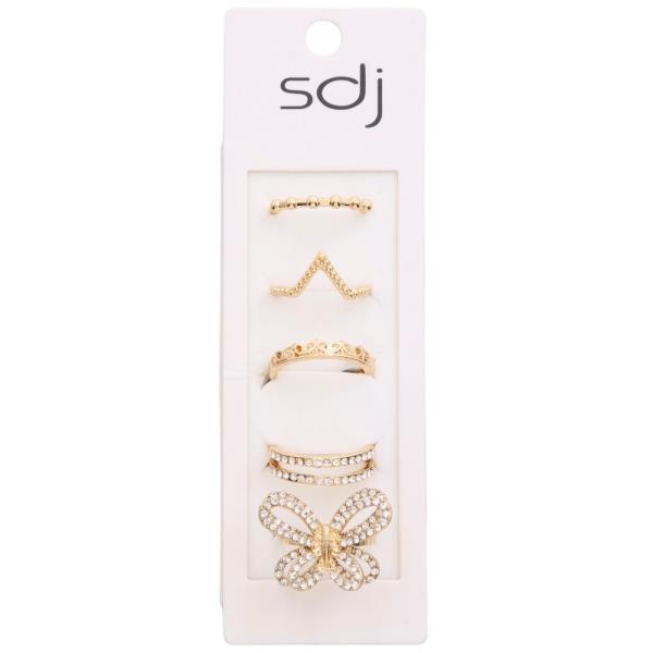 SDJ RHINESTONE BUTTERFLY METAL ASSORTED RING SET