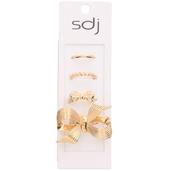 SDJ RIBBON BOW METAL ASSORTED RING SET