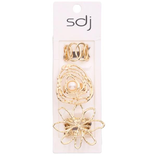 SDJ FLOWER METAL ASSORTED RING SET