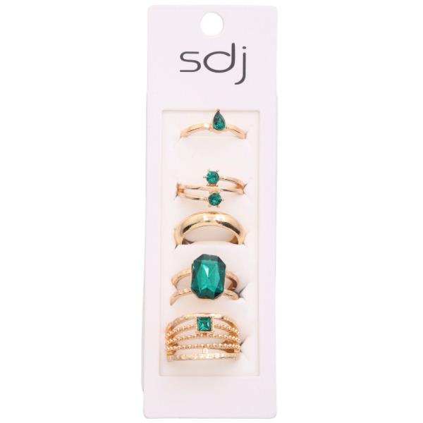 SDJ RHINESTONE METAL ASSORTED RING SET