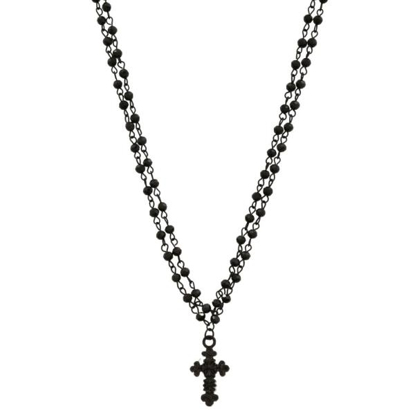 SDJ CROSS BEADED LAYERED NECKLACE