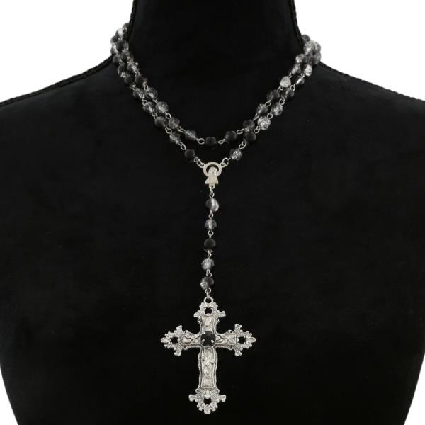 SDJ CROSS PENDANT BEADED NECKLACE