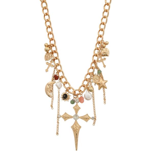 SDJ CROSS MULTI CHARM NECKLACE