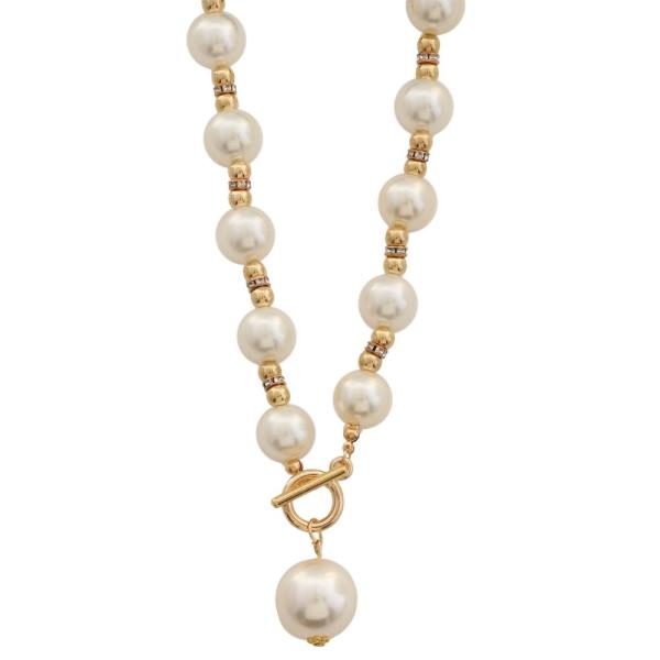 SDJ PEARL BEAD TOGGLE CLASP NECKLACE