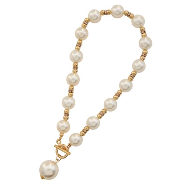 SDJ PEARL BEAD TOGGLE CLASP NECKLACE