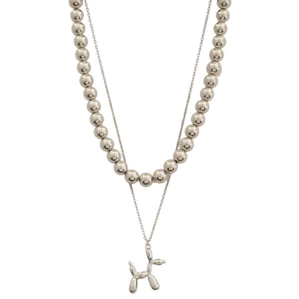 SDJ BALLOON DOG BALL BEAD LAYERED NECKLACE