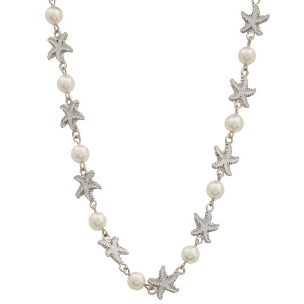 SDJ STARFISH PEARL BEAD LINK NECKLACE