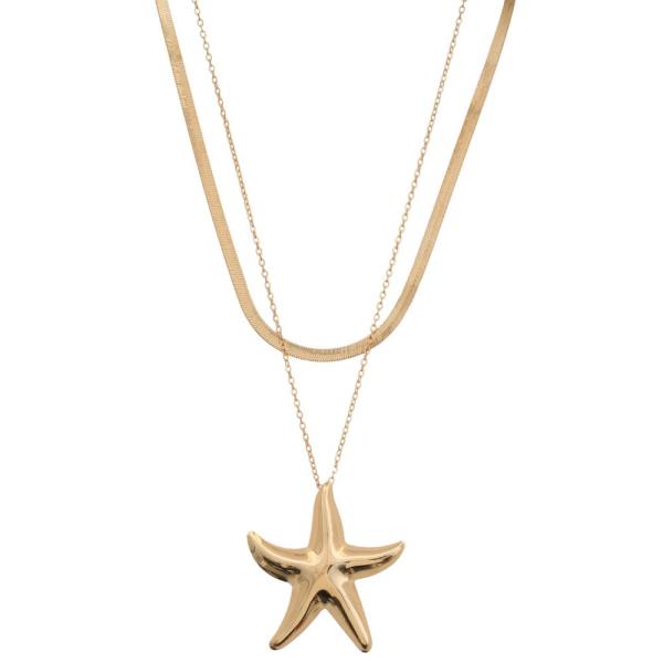 SDJ STARFISH METAL PENDANT LAYERED NECKLACE