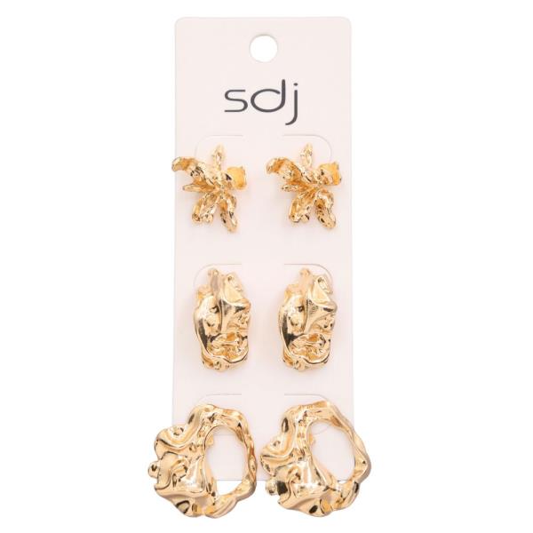 SDJ ORGANIC SHAPE ASSORTED METAL EARRING SET