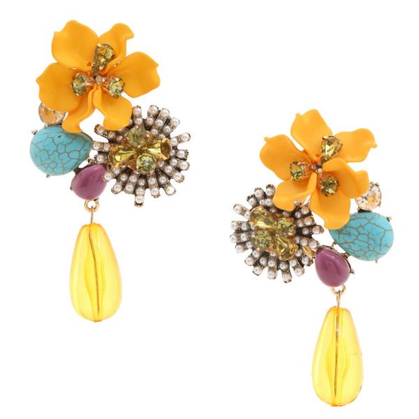 SDJ CHUNKY RHINESTONE FLORAL DANGLE EARRING
