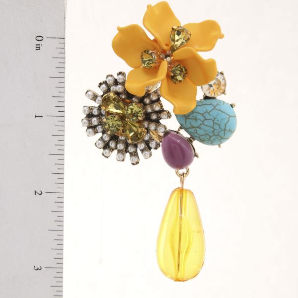 SDJ CHUNKY RHINESTONE FLORAL DANGLE EARRING