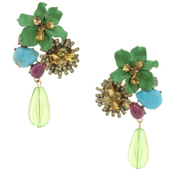 SDJ CHUNKY RHINESTONE FLORAL DANGLE EARRING