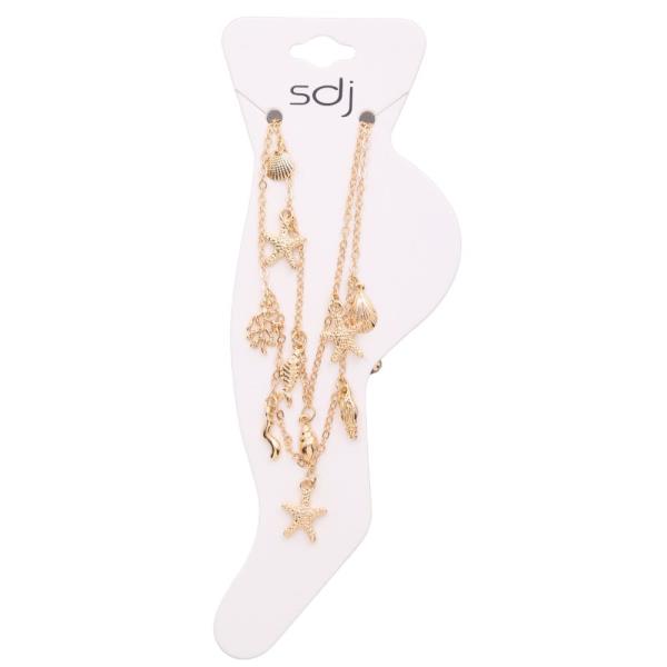 SDJ SEA LIFE MULTI CHARM LAYERED METAL ANKLET