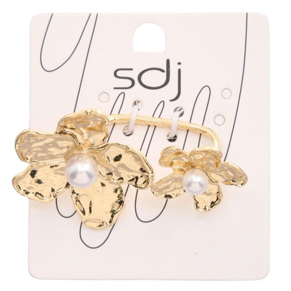 SDJ DOUBLE FLOWER PEARL BEAD RING