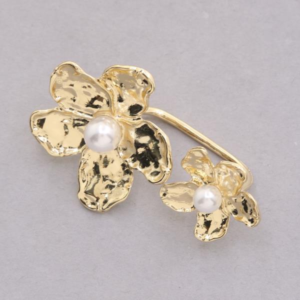 SDJ DOUBLE FLOWER PEARL BEAD RING
