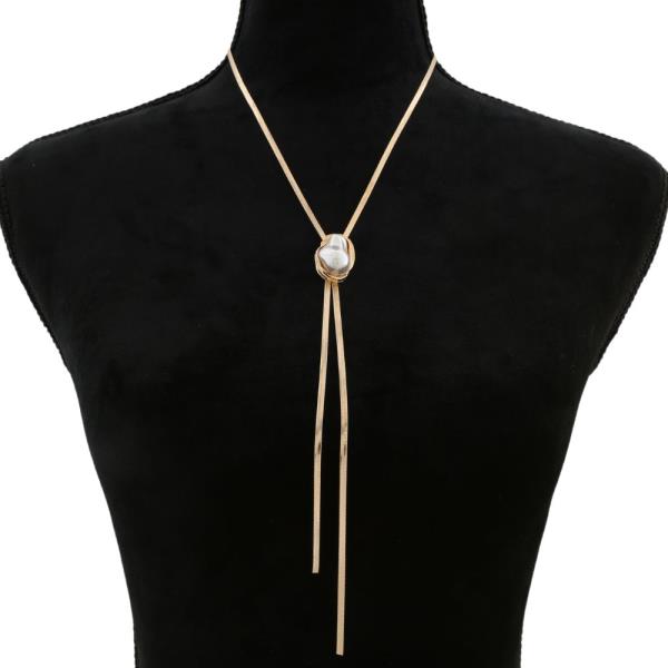 SDJ PEARL BEAD METAL NECKLACE